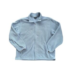 Lands End Jacket Mens XLarge (46-48) Light Blue Fleece Full Zip